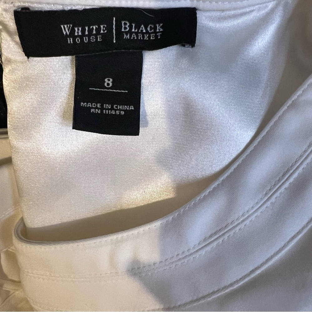 White House Black Market Women 8 Sheath Dress Lattice Sleeveless White Cocktail - Picture 7 of 7